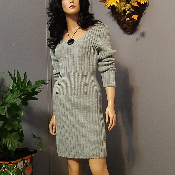 Dresses & Skirts - IMPORTED Knitted Dress with Button Detail